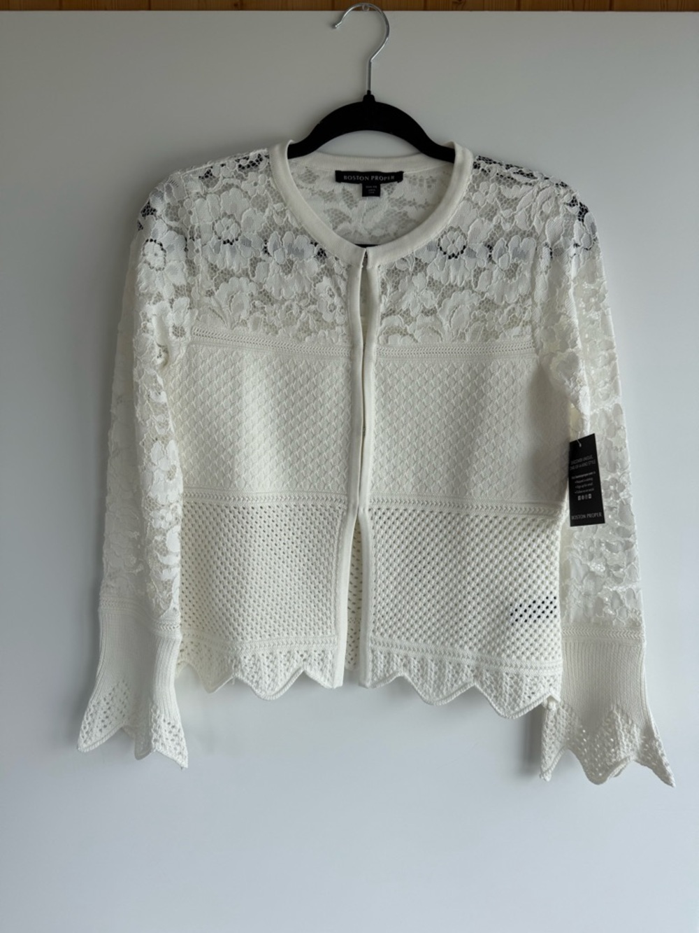 NWT Boston Proper Lace Sweater Cardigan Size XS - Picture 3 of 6